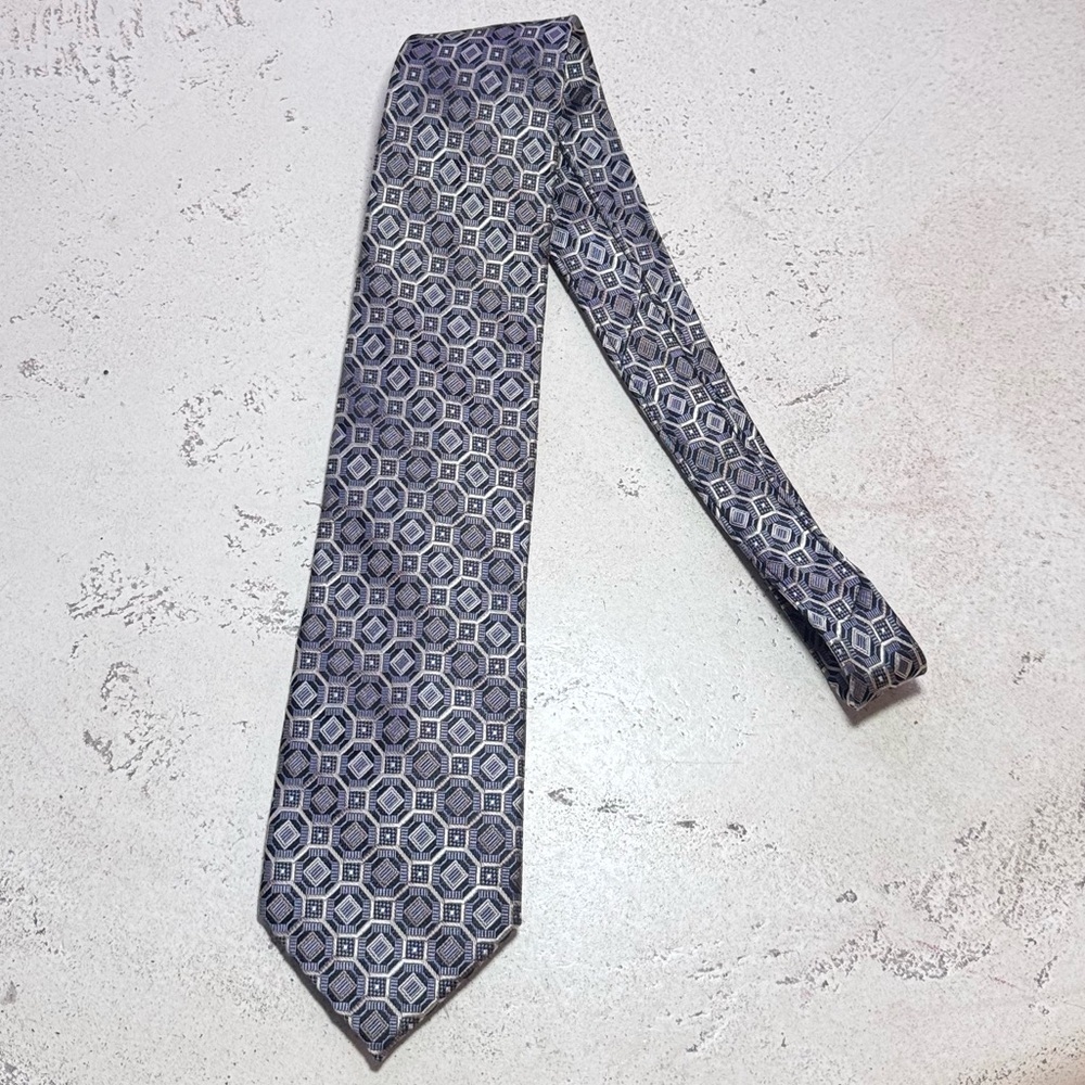 Pronto Uomo 100% Silk Geometric Pattern Tie